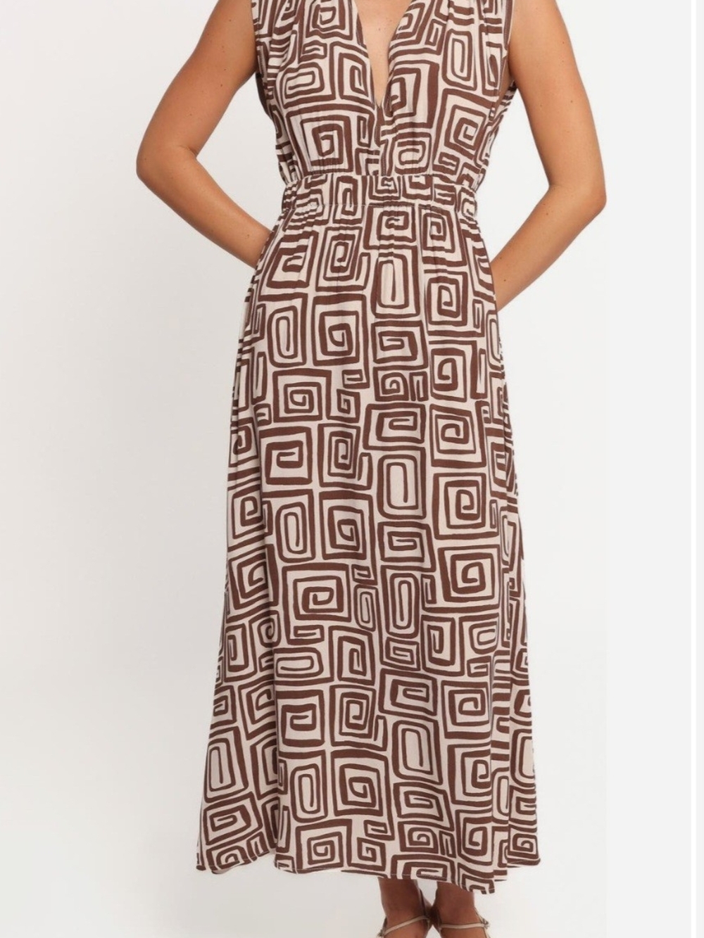 Petal & Pup Brown and Cream Maxi Dress